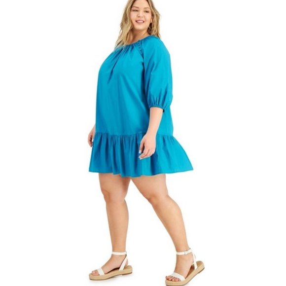 INC A-line shift Cotton Flounce Dress 2X - Picture 4 of 11